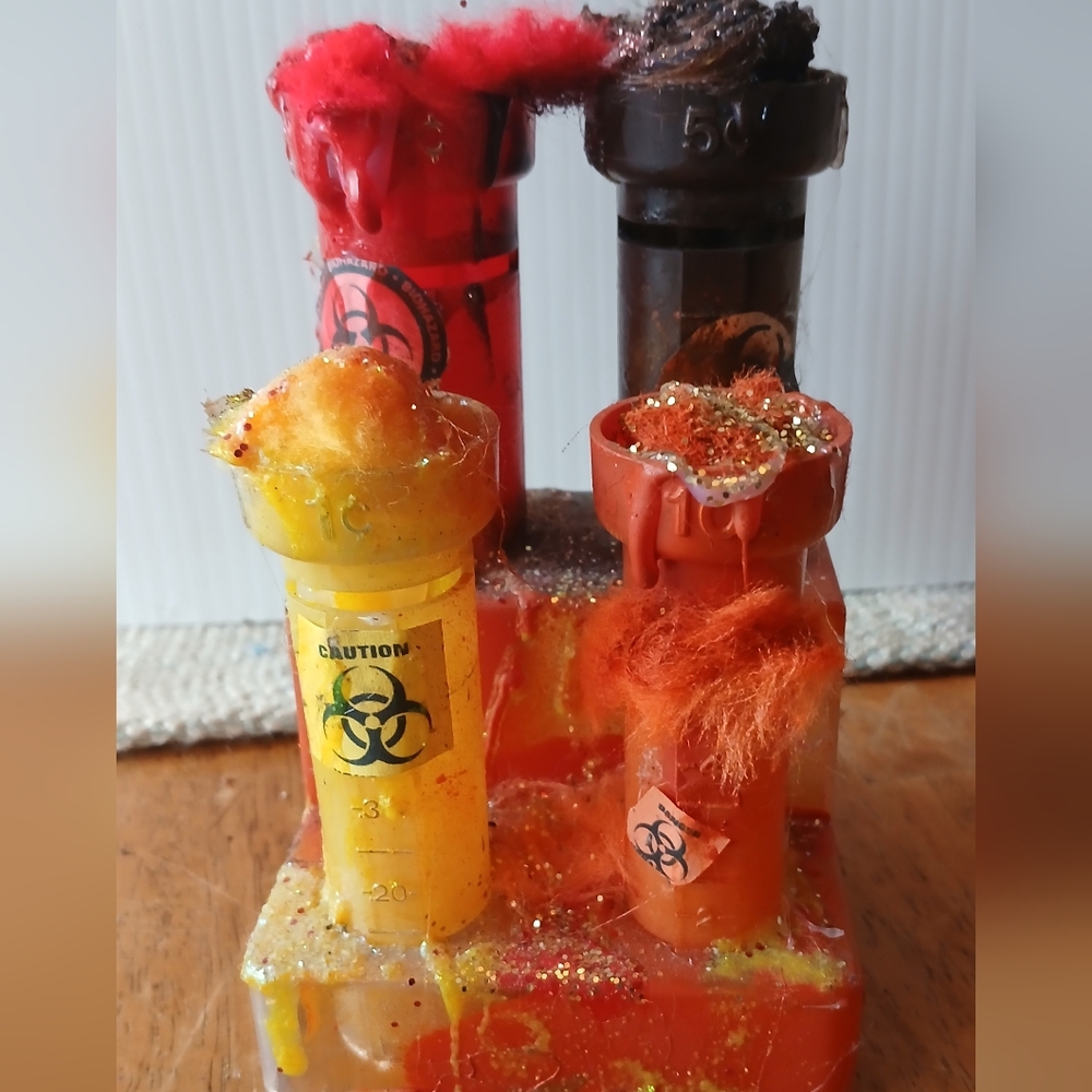 Engineered Virus Biohazard, Zombie Virus Prop, Halloween Prop, Test Tubes
